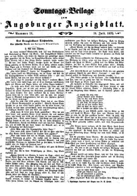 Augsburger Anzeigeblatt. Sonntags-Beilage zum Augsburger Anzeigblatt (Augsburger Anzeigeblatt) Sonntag 31. Juli 1870