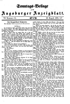 Augsburger Anzeigeblatt. Sonntags-Beilage zum Augsburger Anzeigblatt (Augsburger Anzeigeblatt) Sonntag 28. August 1870