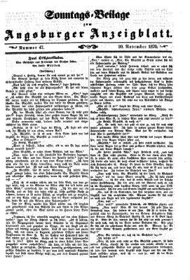 Augsburger Anzeigeblatt. Sonntags-Beilage zum Augsburger Anzeigblatt (Augsburger Anzeigeblatt) Sonntag 20. November 1870