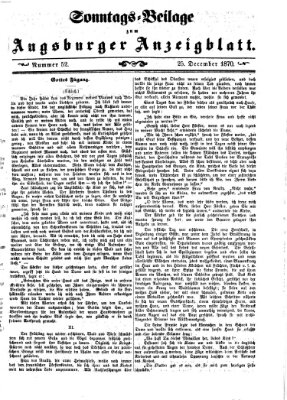 Augsburger Anzeigeblatt. Sonntags-Beilage zum Augsburger Anzeigblatt (Augsburger Anzeigeblatt) Sonntag 25. Dezember 1870