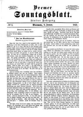 Bremer Sonntagsblatt Sonntag 4. Januar 1857