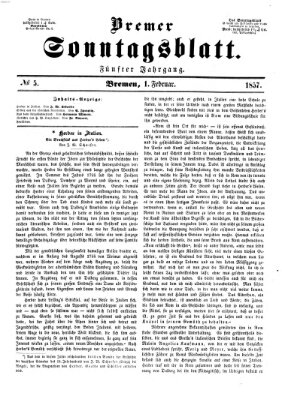 Bremer Sonntagsblatt Sonntag 1. Februar 1857