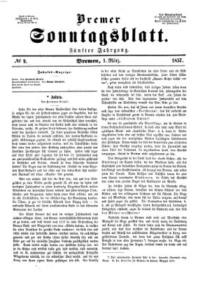 Bremer Sonntagsblatt Sonntag 1. März 1857