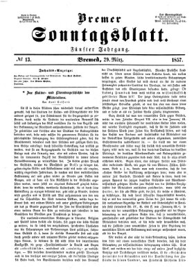 Bremer Sonntagsblatt Sonntag 29. März 1857