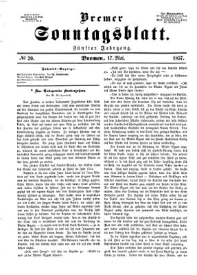 Bremer Sonntagsblatt Sonntag 17. Mai 1857