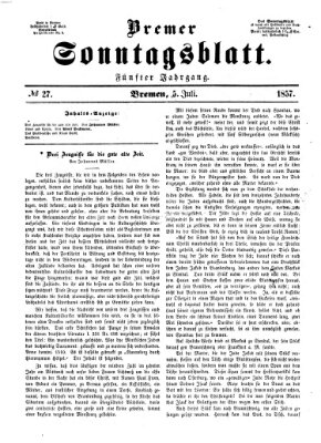 Bremer Sonntagsblatt Sonntag 5. Juli 1857