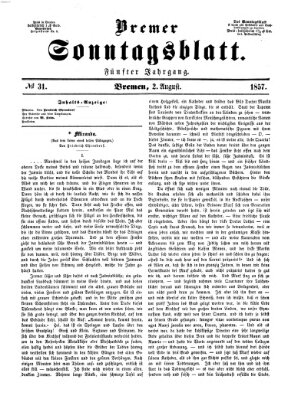 Bremer Sonntagsblatt Sonntag 2. August 1857