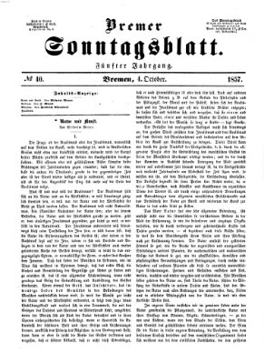 Bremer Sonntagsblatt Sonntag 4. Oktober 1857