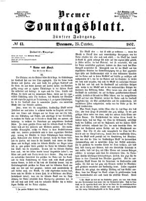 Bremer Sonntagsblatt Sonntag 25. Oktober 1857