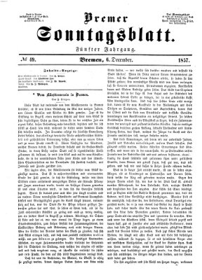 Bremer Sonntagsblatt Sonntag 6. Dezember 1857