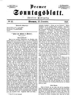 Bremer Sonntagsblatt Sonntag 27. Dezember 1857