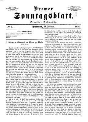 Bremer Sonntagsblatt Sonntag 14. Februar 1858