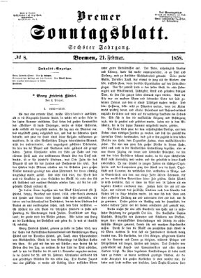 Bremer Sonntagsblatt Sonntag 21. Februar 1858