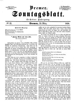 Bremer Sonntagsblatt Sonntag 21. März 1858