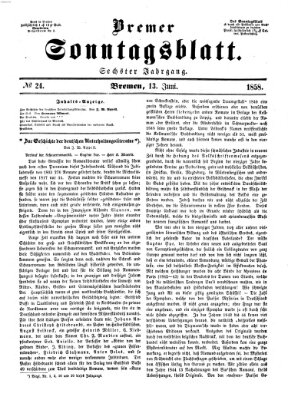 Bremer Sonntagsblatt Sonntag 13. Juni 1858