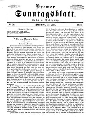 Bremer Sonntagsblatt Sonntag 25. Juli 1858