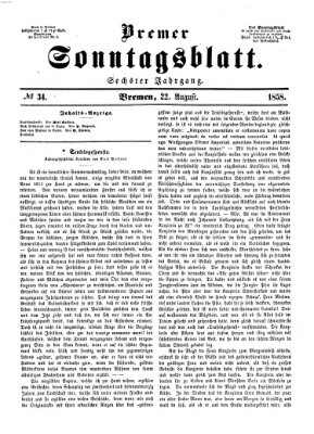 Bremer Sonntagsblatt Sonntag 22. August 1858