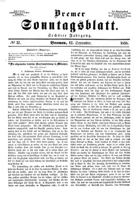 Bremer Sonntagsblatt Sonntag 12. September 1858