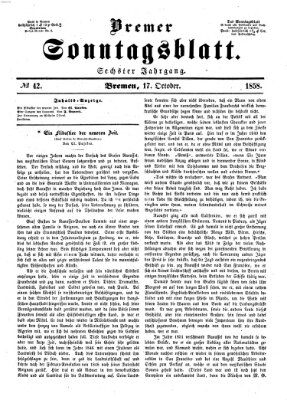 Bremer Sonntagsblatt Sonntag 17. Oktober 1858