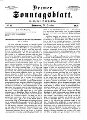 Bremer Sonntagsblatt Sonntag 24. Oktober 1858