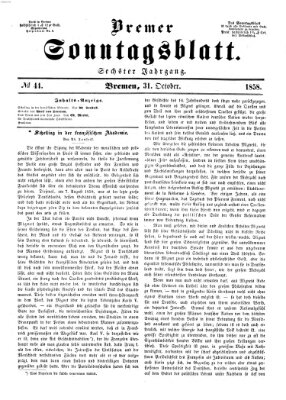 Bremer Sonntagsblatt Sonntag 31. Oktober 1858