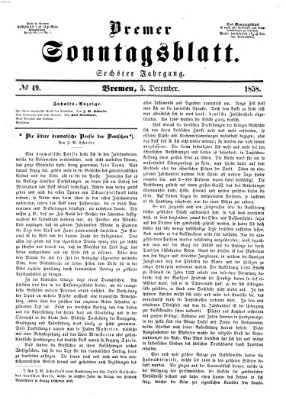 Bremer Sonntagsblatt Sonntag 5. Dezember 1858