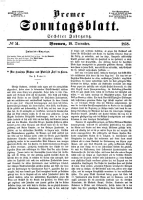 Bremer Sonntagsblatt Sonntag 19. Dezember 1858