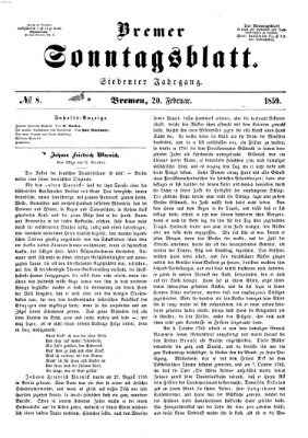 Bremer Sonntagsblatt Sonntag 20. Februar 1859