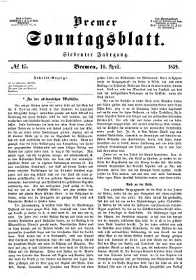 Bremer Sonntagsblatt Sonntag 10. April 1859