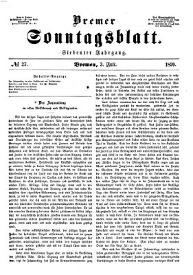 Bremer Sonntagsblatt Sonntag 3. Juli 1859