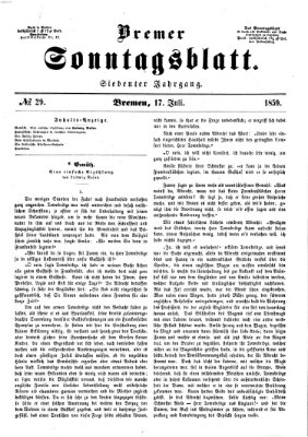 Bremer Sonntagsblatt Sonntag 17. Juli 1859