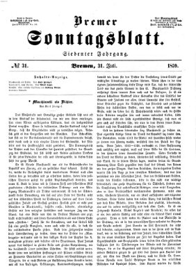 Bremer Sonntagsblatt Sonntag 31. Juli 1859