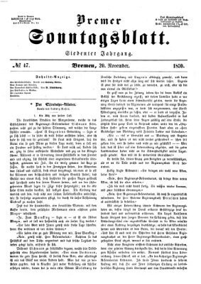 Bremer Sonntagsblatt Sonntag 20. November 1859