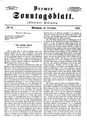 Bremer Sonntagsblatt Sonntag 11. Dezember 1859