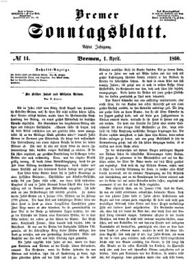 Bremer Sonntagsblatt Sonntag 1. April 1860