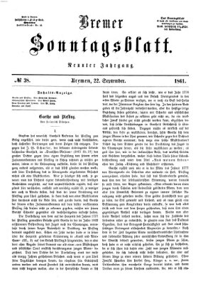 Bremer Sonntagsblatt Sonntag 22. September 1861