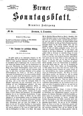 Bremer Sonntagsblatt Sonntag 1. Dezember 1861