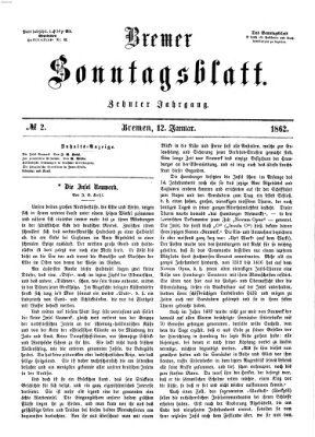 Bremer Sonntagsblatt Sonntag 12. Januar 1862