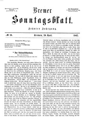 Bremer Sonntagsblatt Sonntag 20. April 1862