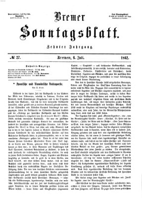 Bremer Sonntagsblatt Sonntag 6. Juli 1862