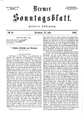 Bremer Sonntagsblatt Sonntag 13. Juli 1862