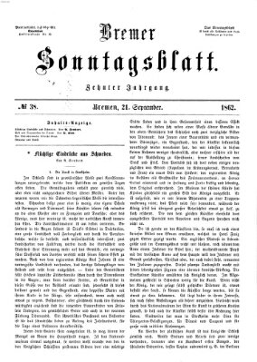 Bremer Sonntagsblatt Sonntag 21. September 1862