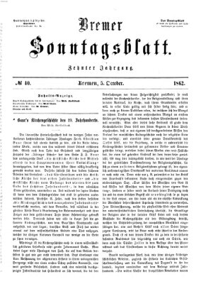 Bremer Sonntagsblatt Sonntag 5. Oktober 1862