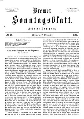 Bremer Sonntagsblatt Sonntag 7. Dezember 1862