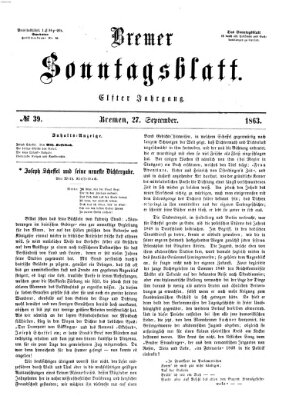 Bremer Sonntagsblatt Sonntag 27. September 1863