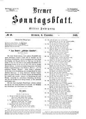 Bremer Sonntagsblatt Sonntag 6. Dezember 1863