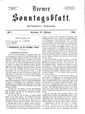 Bremer Sonntagsblatt Sonntag 12. Februar 1865