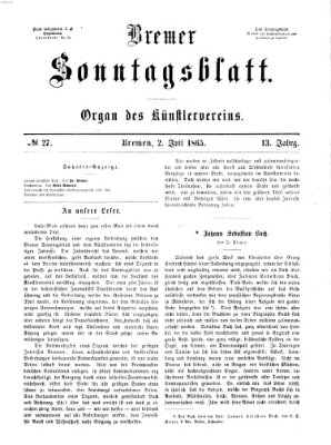 Bremer Sonntagsblatt Sonntag 2. Juli 1865