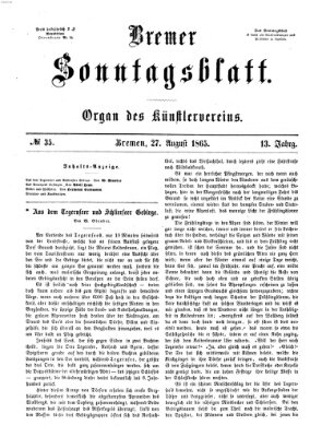 Bremer Sonntagsblatt Sonntag 27. August 1865