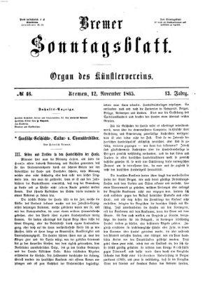 Bremer Sonntagsblatt Sonntag 12. November 1865